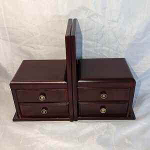 Pair Of Mele Jewelry Box Book Ends Cherry Wood NEW